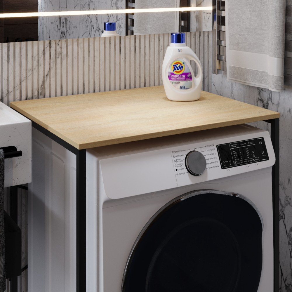 Стелаж-полиця Бафрум 401 Ferrum-decor для пральної машини 90x70,5x60,5 Чорний метал ДСП Дуб Кремона Торро 16 мм (FRD-107577)