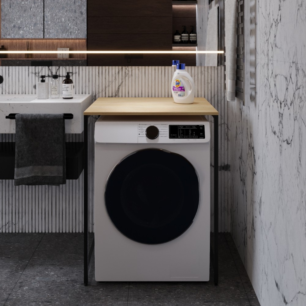 Стелаж-полиця Бафрум 401 Ferrum-decor для пральної машини 90x70,5x60,5 Чорний метал ДСП Дуб Кремона Торро 16 мм (FRD-107577)