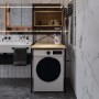 Стеллаж полка Бафрум 403 Ferrum-decor для стиральной машины 178x70,5x60,5 Черный металл ДСП Дуб Кремона Торро 16 мм (FRD-107597)