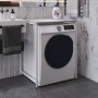 Стеллаж полка Бафрум 401 Ferrum-decor для стиральной машины 90x70,5x60,5 Белый металл ДСП Бетон 16 мм (FRD-107357)
