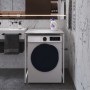Стеллаж полка Бафрум 401 Ferrum-decor для стиральной машины 90x70,5x60,5 Белый металл ДСП Бетон 16 мм (FRD-107357)