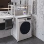 Стеллаж полка Бафрум 402 Ferrum-decor для стиральной машины 133,5x70,5x60,5 Белый металл ДСП Бетон 16 мм (FRD-107367)