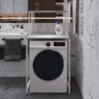 Стеллаж полка Бафрум 402 Ferrum-decor для стиральной машины 133,5x70,5x60,5 Белый металл ДСП Бетон 16 мм (FRD-107367)