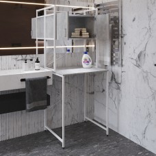 Стелаж-полиця Бафрум 404 Ferrum-decor для пральної машини 178x70,5x60,5 Білий метал ДСП Бетон 16 мм (FRD-107387)