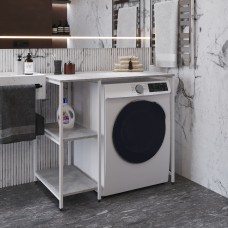 Стелаж-полиця Бафрум 405 Ferrum-decor для пральної машини 90x101x60,5 Білий метал ДСП Бетон 16 мм (FRD-107397)