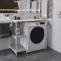 Стеллаж полка Бафрум 405 Ferrum-decor для стиральной машины 90x101x60,5 Белый металл ДСП Бетон 16 мм (FRD-107397)