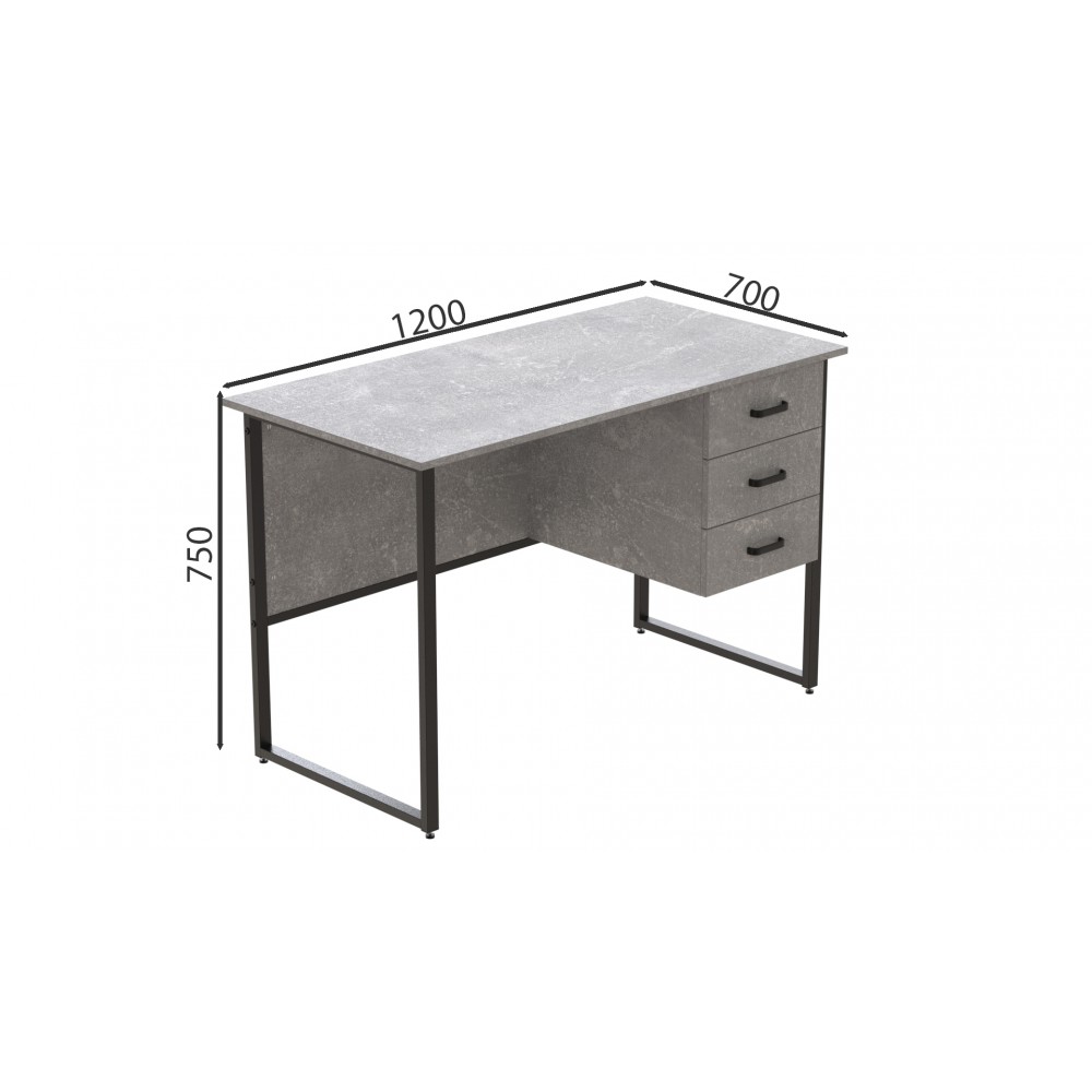 Компьютерный стол Ferrum-decor Гарри 75x120x70 черный ДСП Бетон 16мм (FRD-107297)