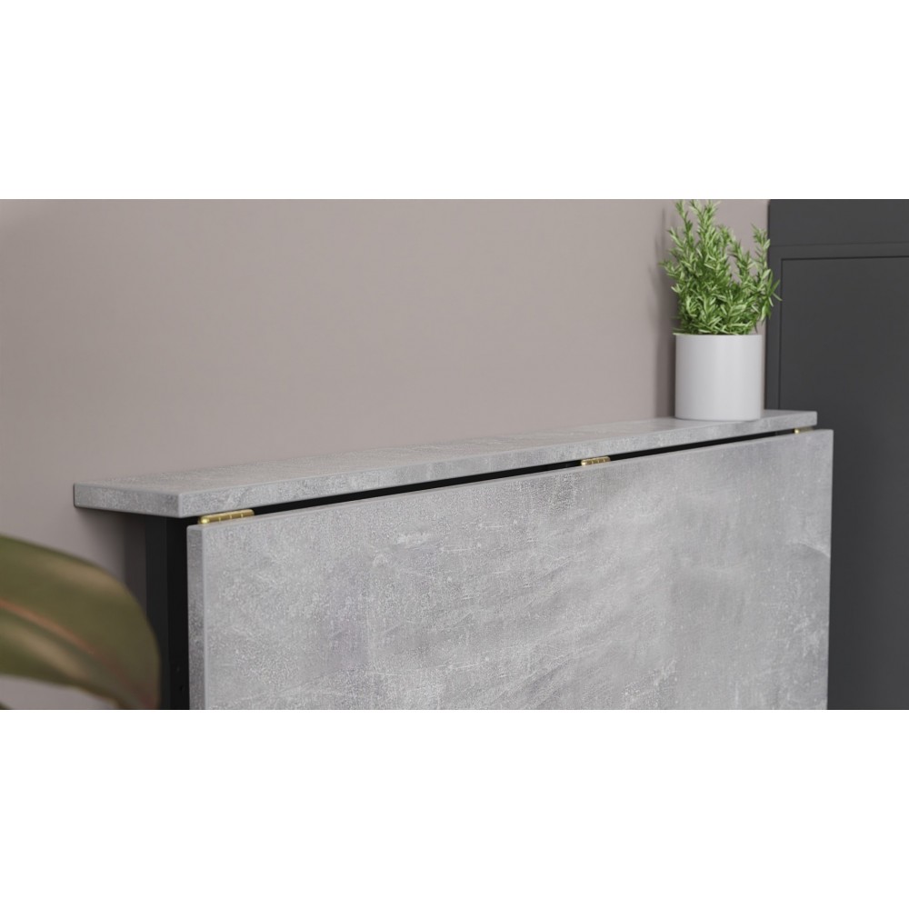Стол раскладной Морис 900 Ferrum-decor 750x900x500 Черный металл ДСП Бетон 16 мм (FRD-107317)