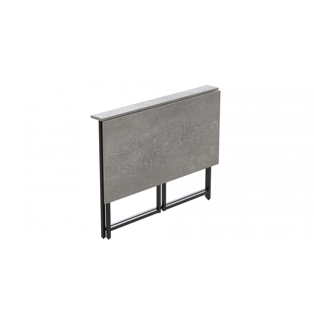 Стол раскладной Морис 900 Ferrum-decor 750x900x500 Черный металл ДСП Бетон 16 мм (FRD-107317)