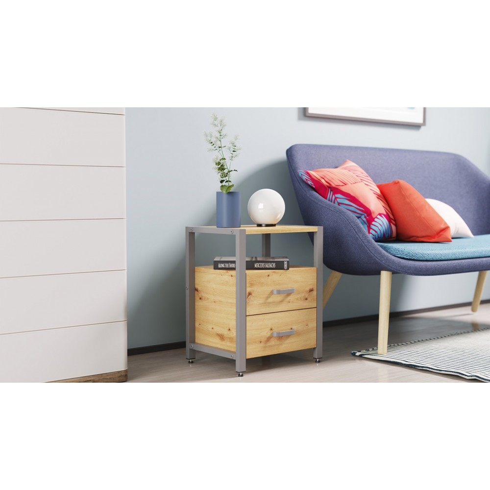 Тумба универсальная Ferrum-decor Вивьен 2/2 50x41x40 серый ДСП Дуб Артизан 16мм (FRD-106867)
