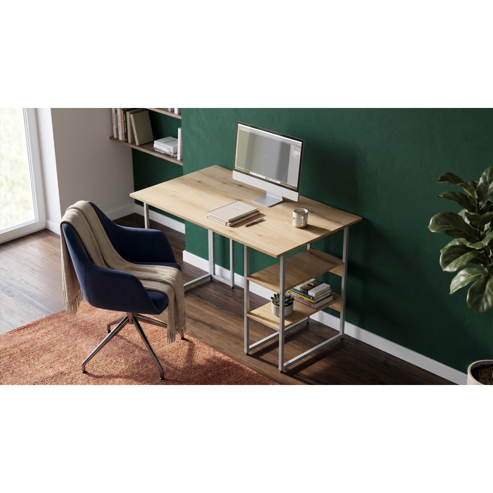 Стол письменный Кевин Ferrum-decor 75x140x70 Серый металл ДСП Дуб Евок Прибрежный 16 мм (FRD-108077)