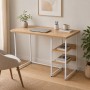 Стол письменный Кевин Ferrum-decor 75x100x70 Белый металл ДСП Дуб Евок Прибрежный 32 мм (FRD-108067)