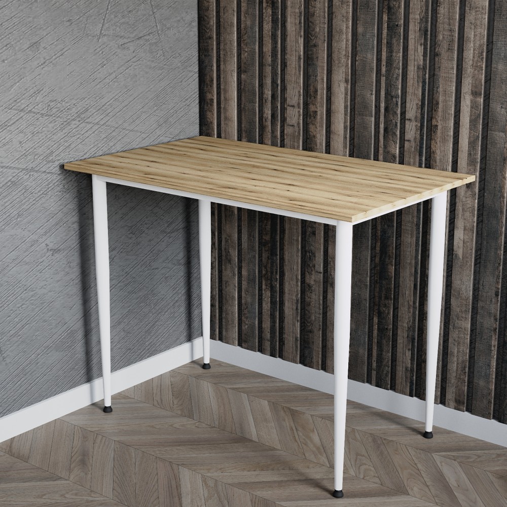 Стол универсальный Prime Ferrum-decor 750x1000x600 Белый металл ДСП Дуб Евок Прибрежный 16 мм (FRD-107687)