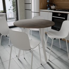 Круглий стіл MARSI 4 870-4 ніжки конусні Ferrum-decor 750x870x870 Білий метал Дуб Кремона Канолло 16 мм (FRD-107527)