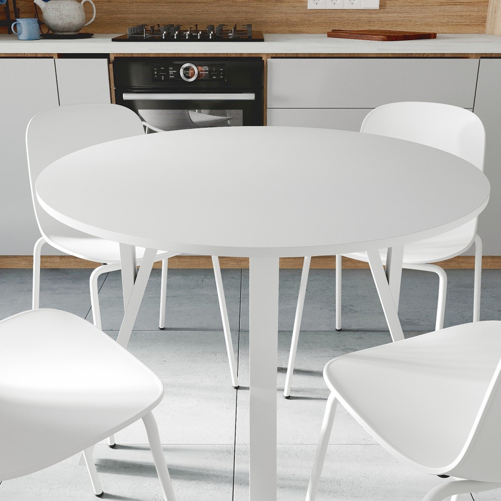 Круглий стіл MARSI 4 870-4 ніжки конусні Ferrum-decor 750x870x870 Білий метал ДСП Білий 16 мм (FRD-107437)