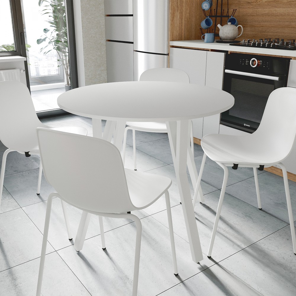 Круглий стіл MARSI 4 870-4 ніжки конусні Ferrum-decor 750x870x870 Білий метал ДСП Білий 16 мм (FRD-107437)