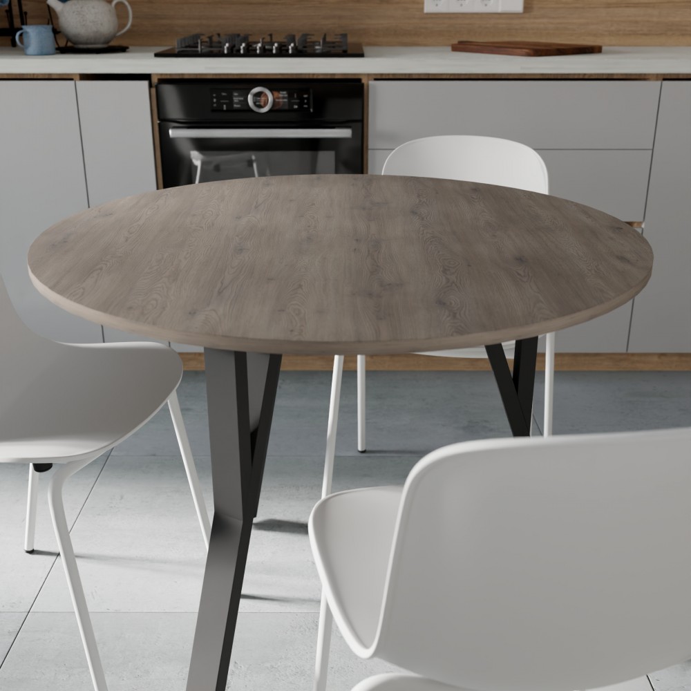 Круглий стіл MARSI 3 870-3 Ferrum-decor 750x870x870 Білий метал ДСП Дуб Кремона Канолло 16 мм (FRD-107517)