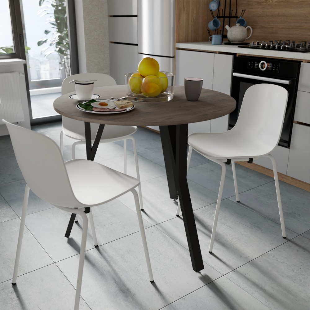 Круглий стіл MARSI 3 870-3 Ferrum-decor 750x870x870 Білий метал ДСП Дуб Кремона Канолло 16 мм (FRD-107517)