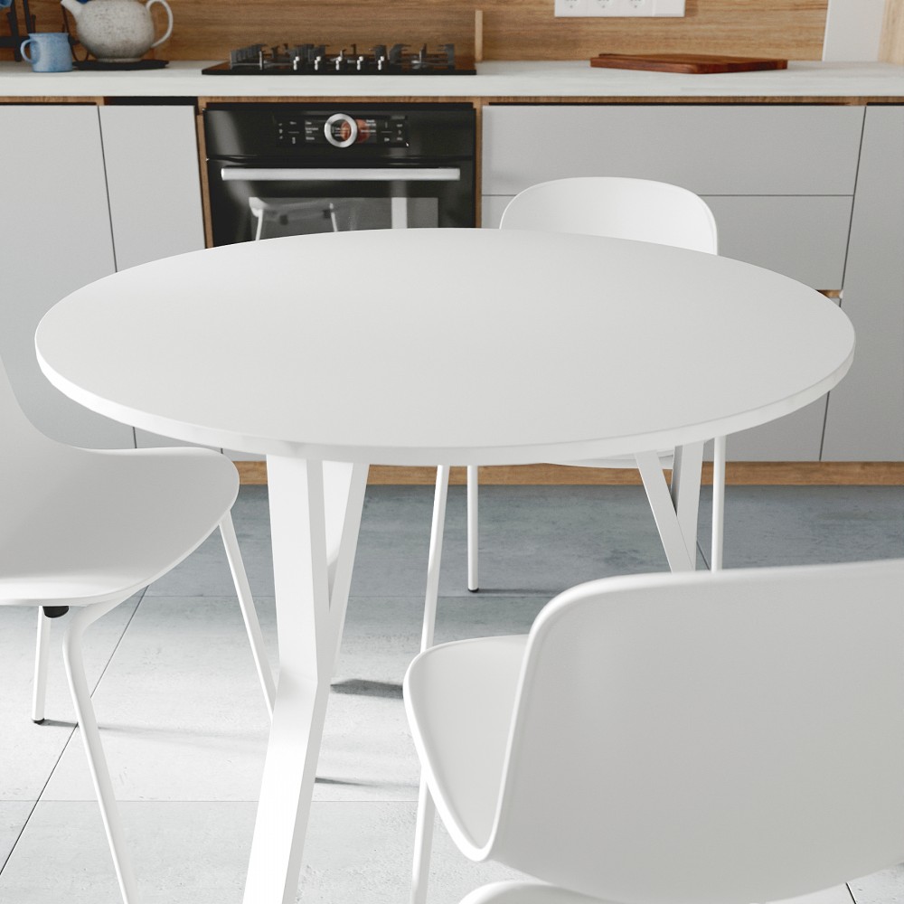 Стол круглый MARSI 3 870-3 Ferrum-decor 750x870x870 Белый металл ДСП Белый 16 мм (FRD-107427)