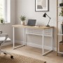 Стол письменный Майк Ferrum-decor 75x100x60 Белый металл ДСП Дуб Кремона Торро 32 мм (FRD-108337)