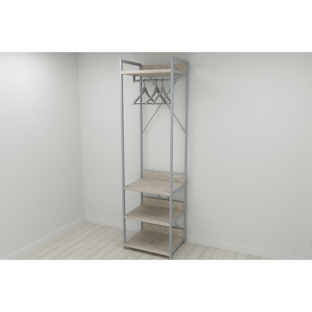 Шафа Гардероб Уні секція 3 серії Конект Ferrum-decor 220x60x50 см Сірий метал ДСП Дуб Сан-Марино 32 мм (FRD-106887)