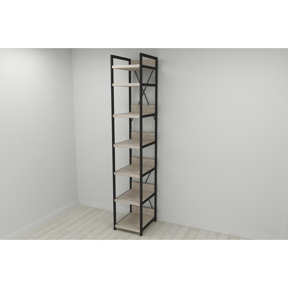 Шафа Гардероб Уні секція 4 серії Конект Ferrum-decor 220x40x50 см Чорний метал ДСП Дуб Сан-Марино 32 мм (FRD-106897)