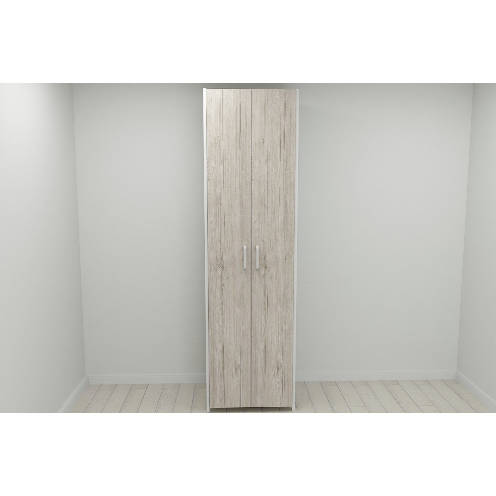 Шкаф Гардероб Уни секция 7 серии Конект Ferrum-decor 220x60x50см Белый металл ДСП Дуб Сан-Марино 16 мм (FRD-106907)