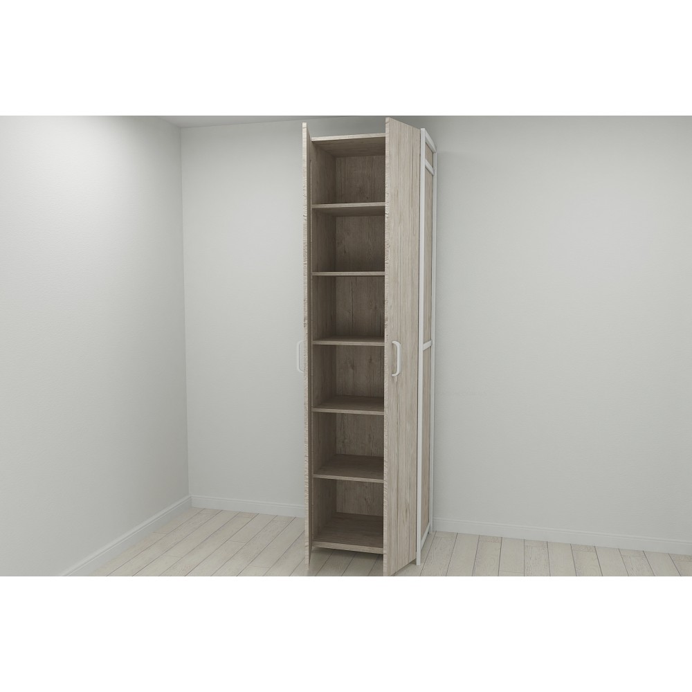 Шкаф Гардероб Уни секция 7 серии Конект Ferrum-decor 220x60x50см Белый металл ДСП Дуб Сан-Марино 16 мм (FRD-106907)