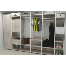Шафа Гардероб Уні секція 7 серії Конект Ferrum-decor 220x60x50 см Білий метал ДСП Дуб Сан-Марино 16 мм (FRD-106907)