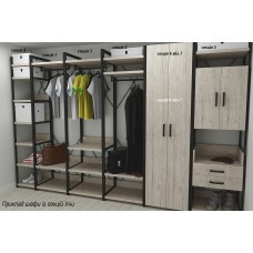 Шафа Гардероб Уні секція 4 серії Конект Ferrum-decor 220x40x50 см Чорний метал ДСП Дуб Сан-Марино 32 мм (FRD-106897)