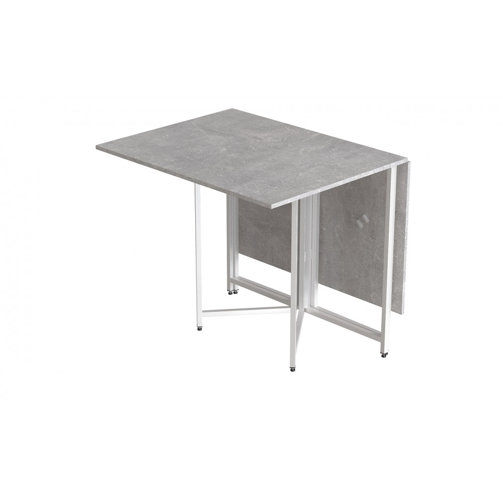 Стол раскладной трансформер книжка Морис 3 Ferrum-decor 75x130x90 Белый металл ДСП Бетон 16 мм (FRD-107417)