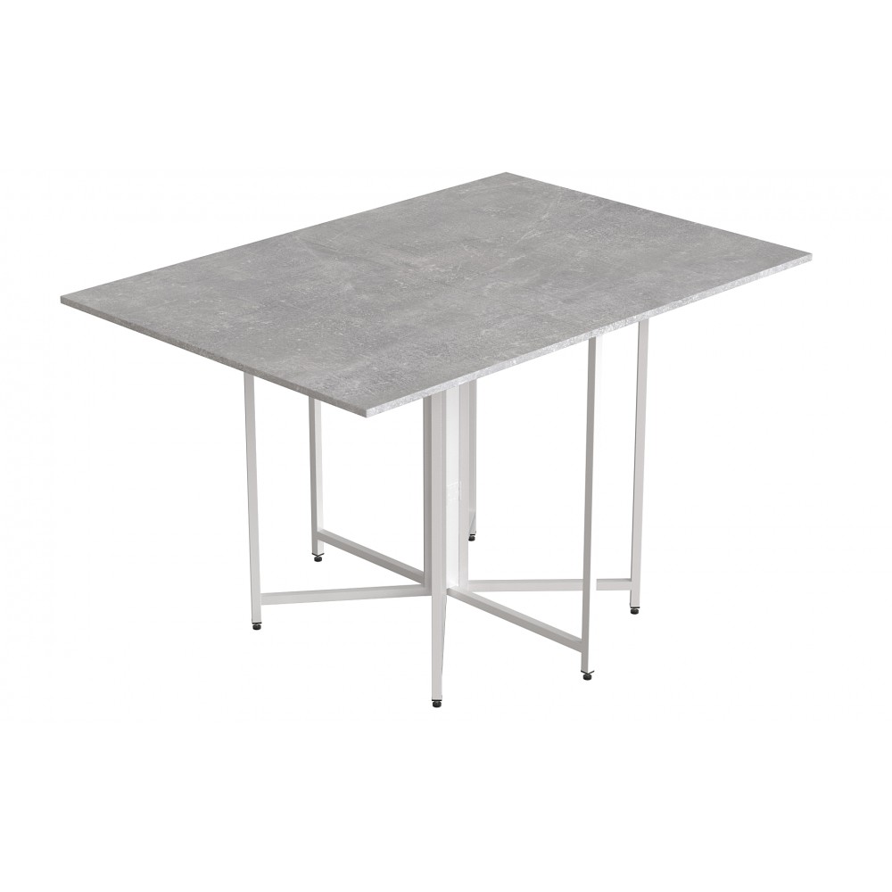 Стол раскладной трансформер книжка Морис 3 Ferrum-decor 75x130x90 Белый металл ДСП Бетон 16 мм (FRD-107417)