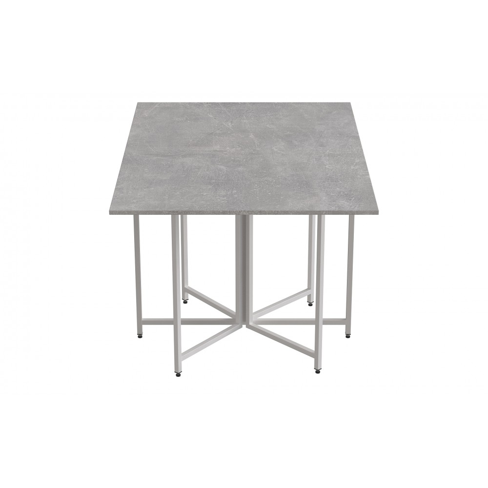 Стол раскладной трансформер книжка Морис 3 Ferrum-decor 75x130x90 Белый металл ДСП Бетон 16 мм (FRD-107417)