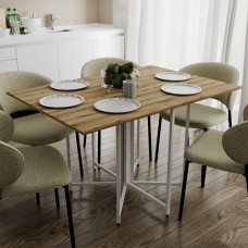 Розкладний стіл-трансформер книжка Моріс 3 Ferrum-decor 75x130x90 Білий метал ДСП Дуб Эвок Прибережний 16 мм (FRD-107507)