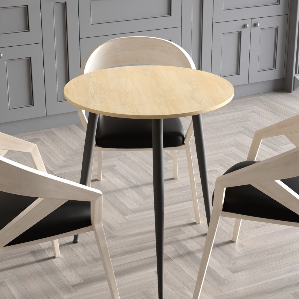 Стол круглый OPTIMA 3 ноги на конус Ferrum-decor 750x670x670 Черный металл ДСП Дуб Кремона Торро 16 мм (FRD-107557)