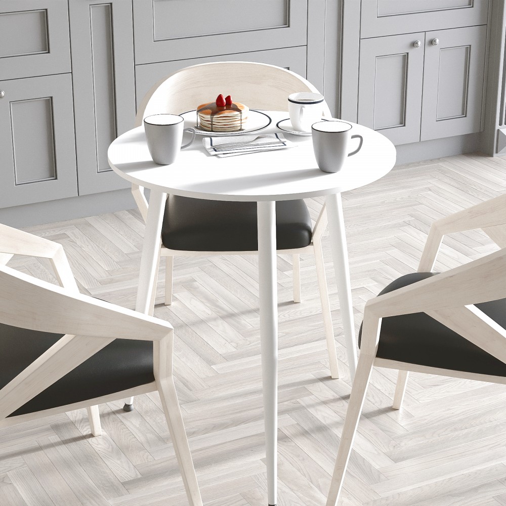 Круглий стіл OPTIMA 3 ніжки конусні Ferrum-decor 750x670x670 Білий метал ДСП Білий 16 мм (FRD-107447)