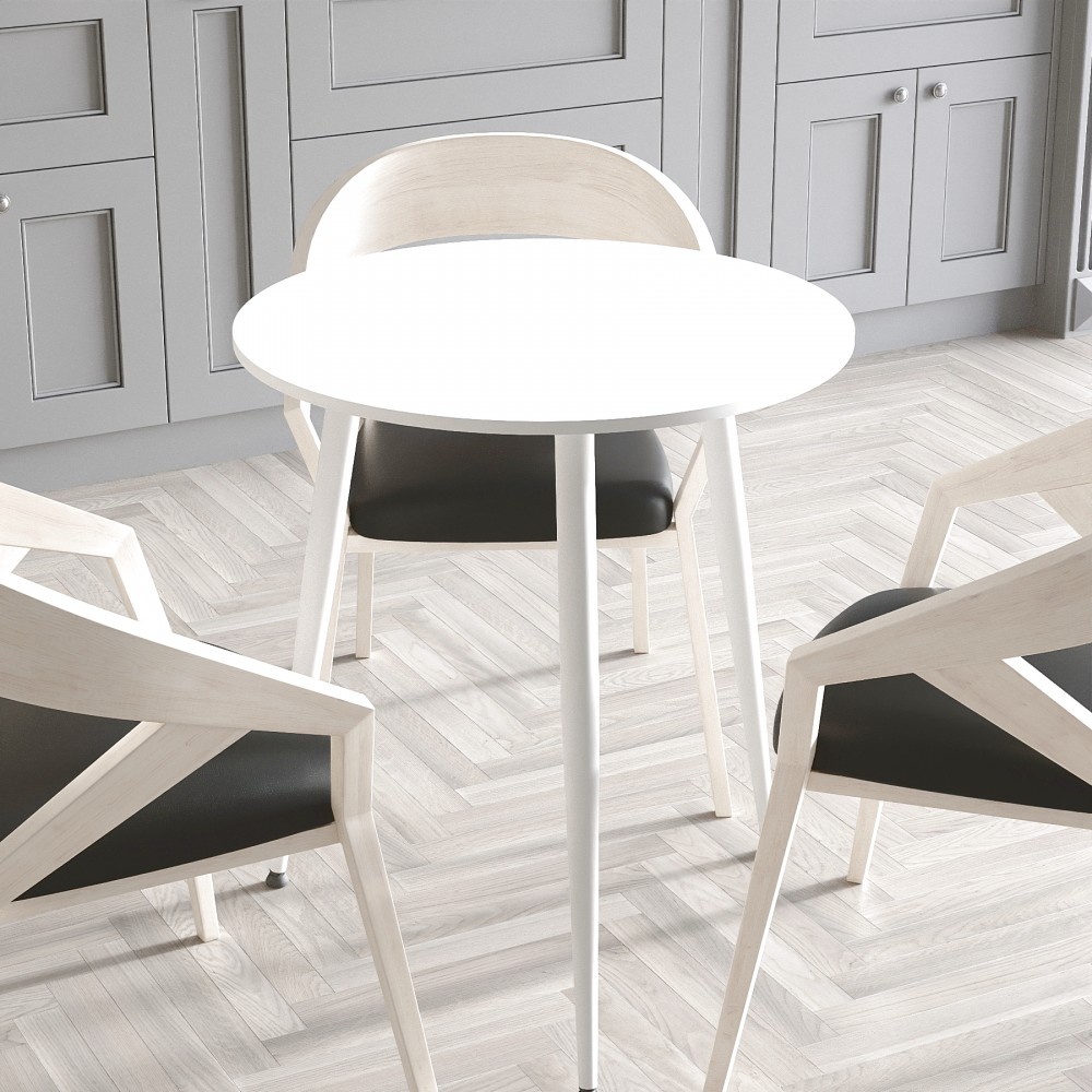 Круглий стіл OPTIMA 3 ніжки конусні Ferrum-decor 750x670x670 Білий метал ДСП Білий 16 мм (FRD-107447)