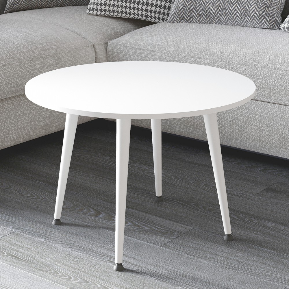 Журнальний круглий стіл OPTIMA 2 ніжки конусні Ferrum-decor 450x670x670 Білий метал ДСП Білий 16 мм (FRD-107477)
