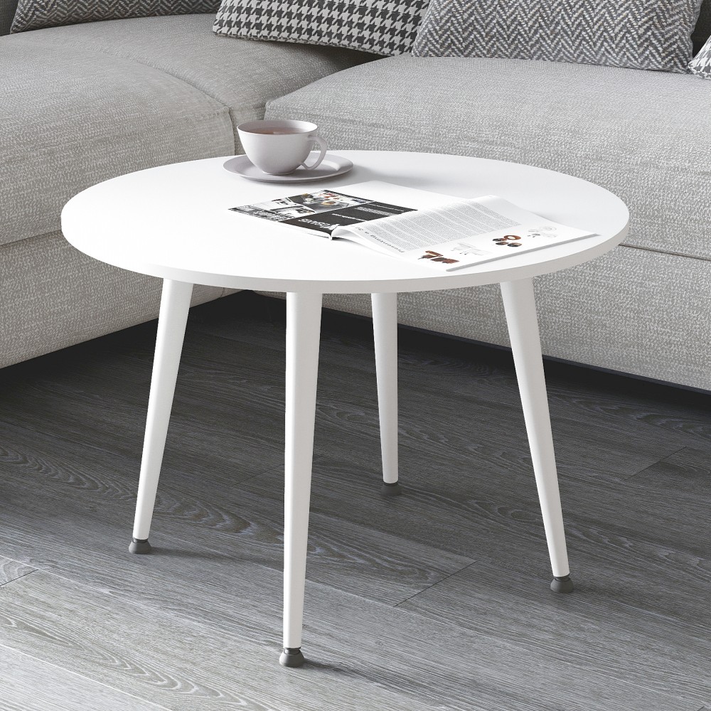 Журнальний круглий стіл OPTIMA 2 ніжки конусні Ferrum-decor 450x670x670 Білий метал ДСП Білий 16 мм (FRD-107477)