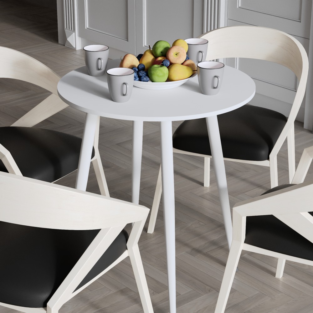 Круглий стіл OPTIMA 4 ніжки конусні Ferrum-decor 750x670x670 Білий метал ДСП Білий 16 мм (FRD-107457)