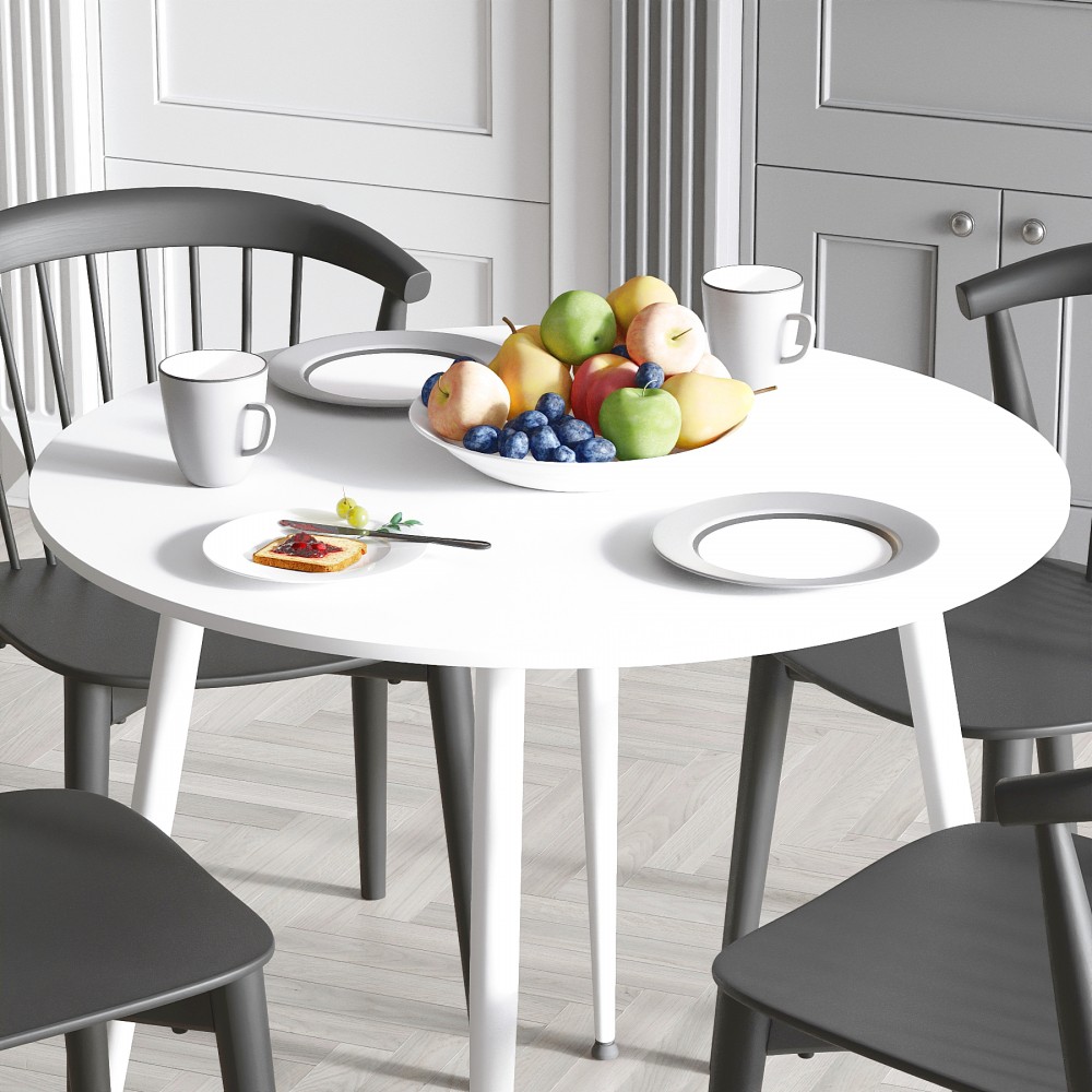 Круглий стіл OPTIMA 5 ніжки конусні Ferrum-decor 750x900x900 Білий метал ДСП Білий 16 мм (FRD-107487)