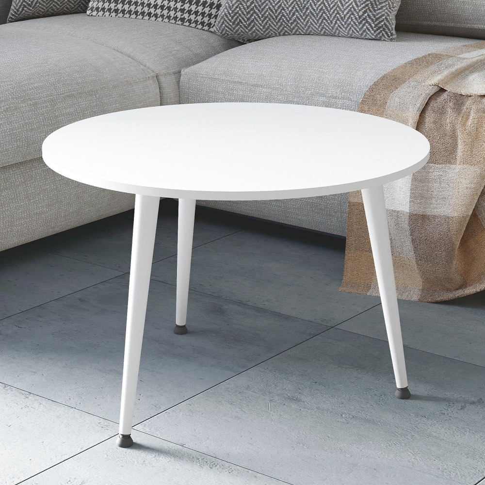 Журнальний круглий стіл OPTIMA 1 ніжки конусні Ferrum-decor 450x670x670 Білий метал ДСП Білий 16 мм (FRD-107467)
