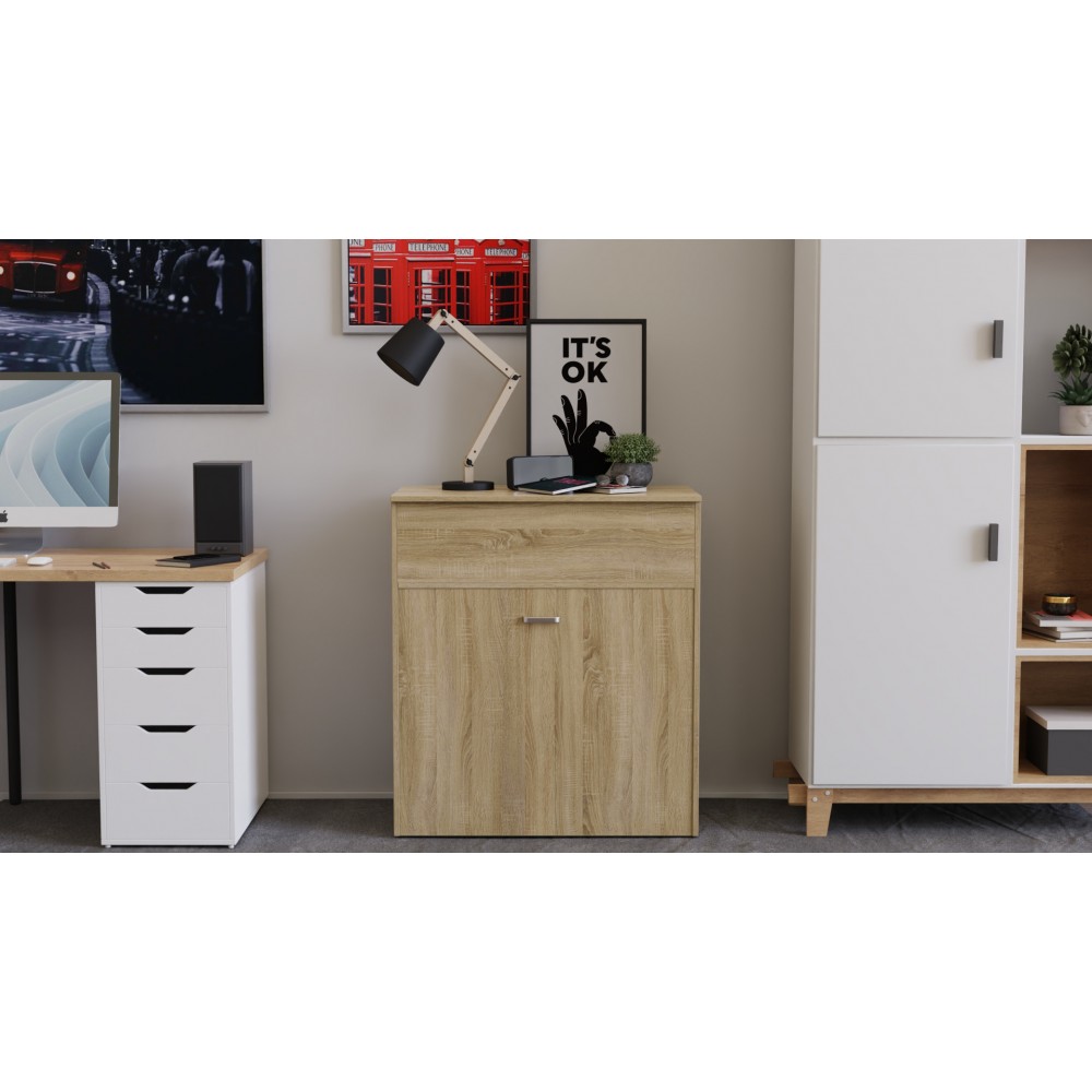 Ліжко трансформер комод ASCET 3 Ferrum-decor 920x2000x700 Чорний метал ДСП Дуб Сонома 16 мм (FRD-107337)