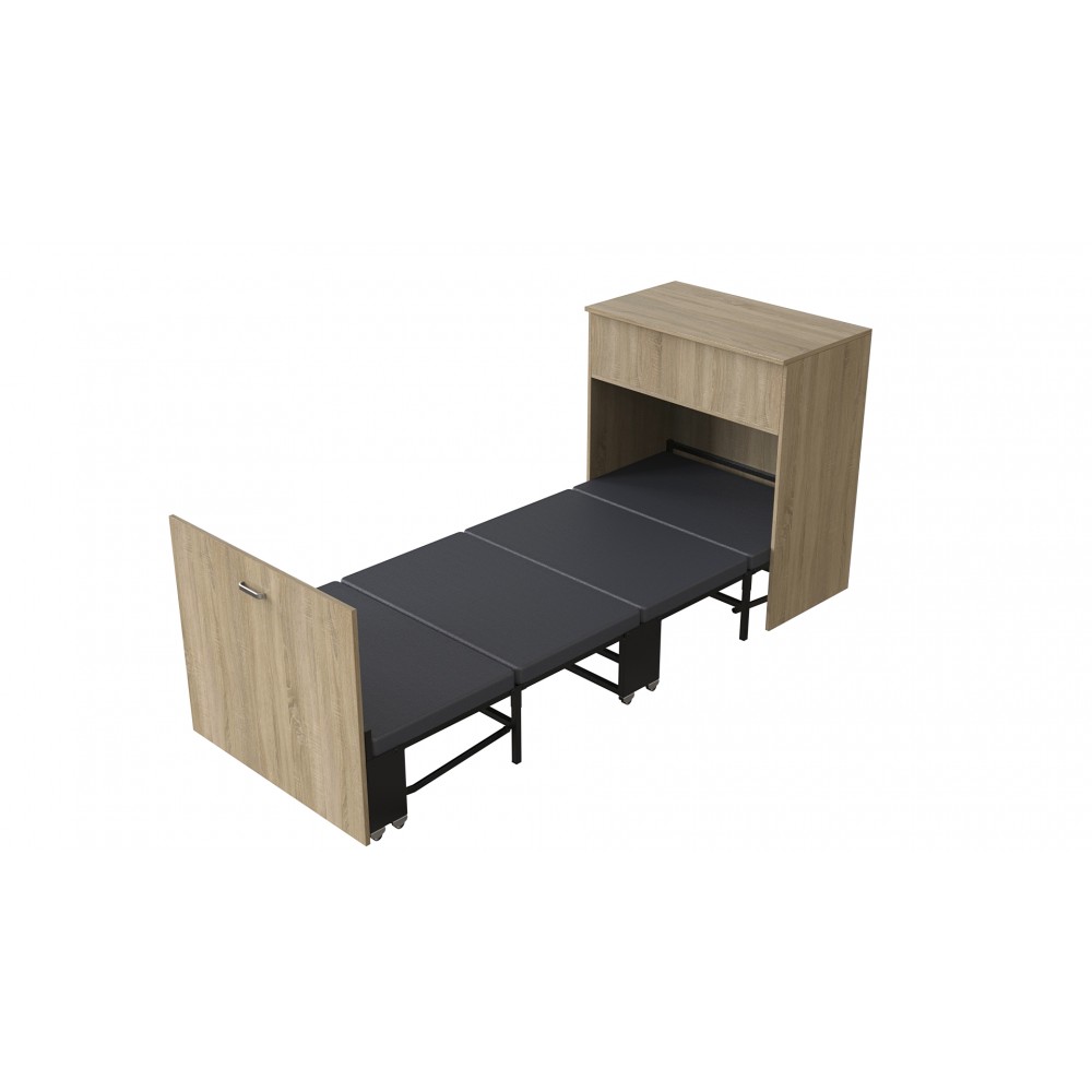 Ліжко трансформер комод ASCET 3 Ferrum-decor 920x2000x700 Чорний метал ДСП Дуб Сонома 16 мм (FRD-107337)