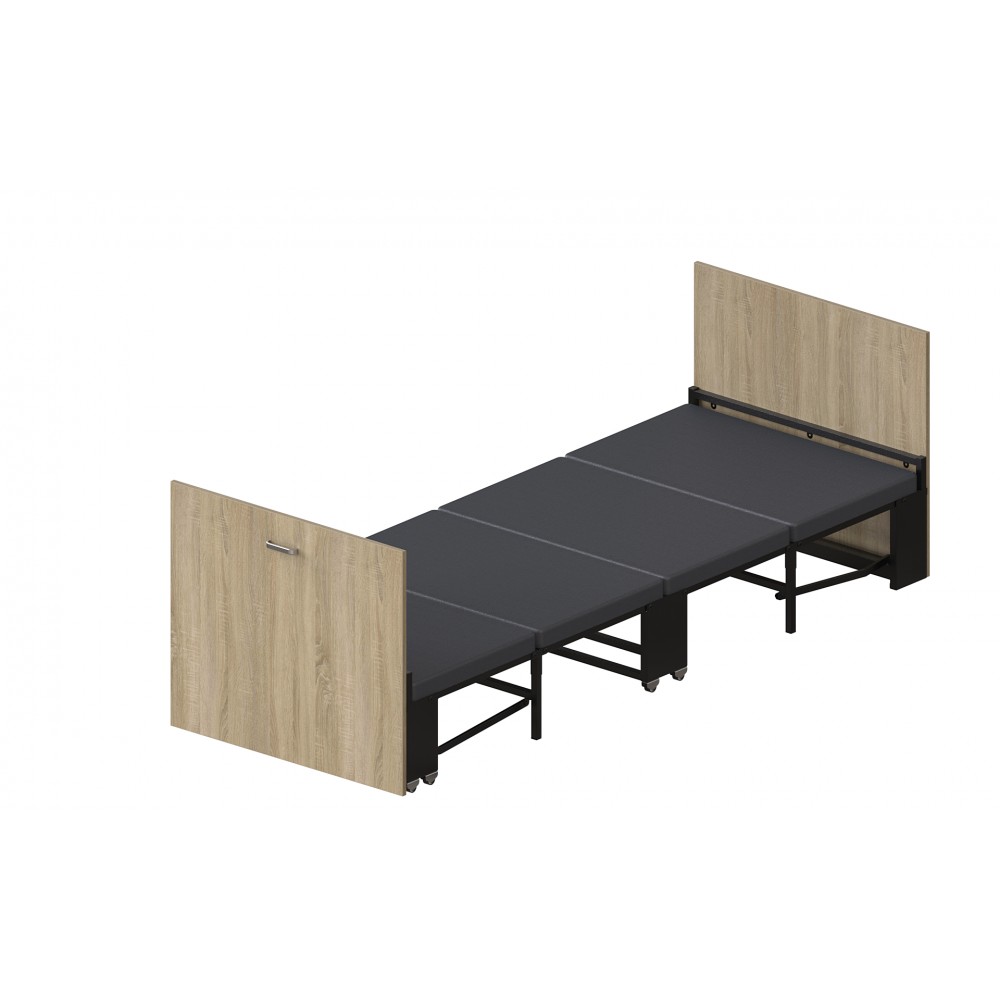 Ліжко трансформер ASCET 1 Ferrum-decor 650x2000x700 Чорний метал ДСП Дуб Сонома 16 мм (FRD-107327)
