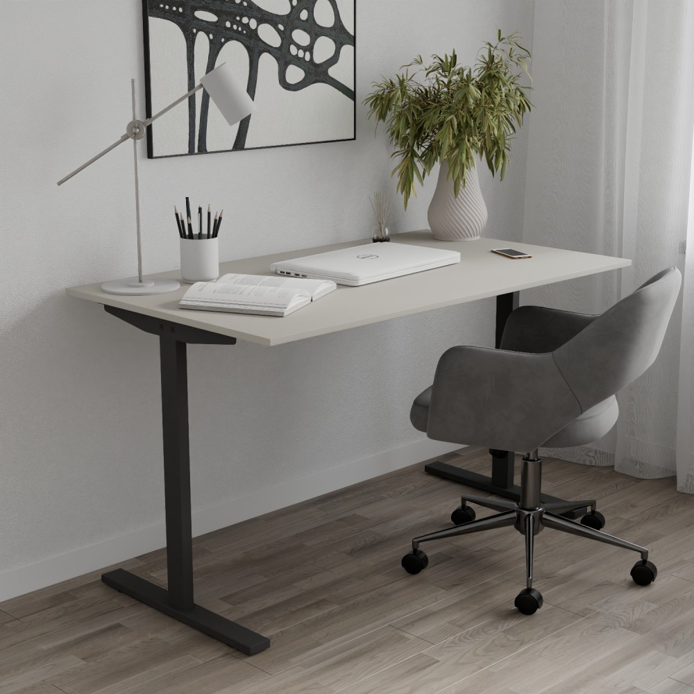 Стол письменный Space Ferrum-decor 750x1000x600 Черный металл ДСП Кашемир 16 мм (FRD-107837)