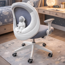 Крісло обертове дитяче з підставкою для ніг PERFECT KIDS ASTRONAUT GRAY Perfect Home Сірий (PFH-092113)