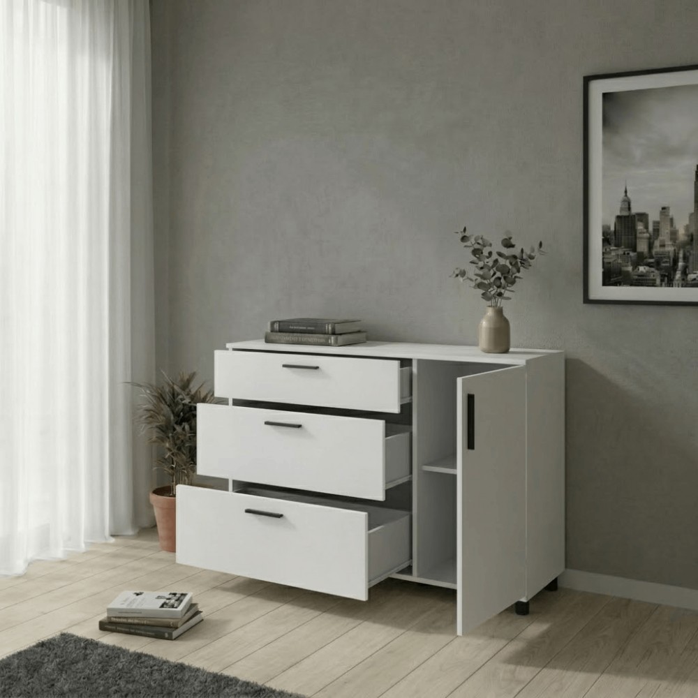 Комод Doros Торн Білий 3Ш/1Д 135х51.6х80 (DRS-012104)