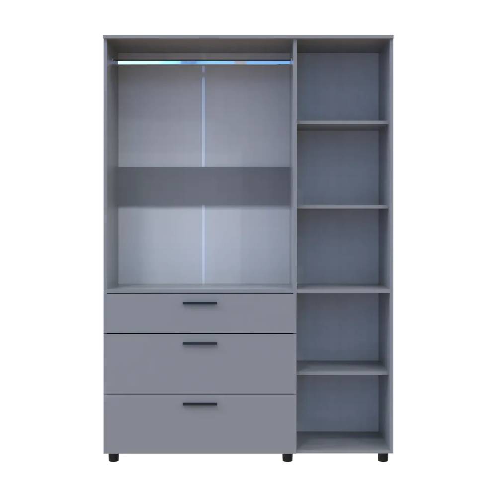 Шафа для одягу Doros Торн Сірий 3 ДСП/3Ш (штанга) 135х51.6х200 (DRS-012065)