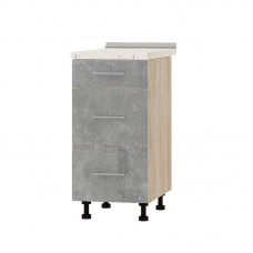 Кухонний модуль 3 шуляди Оптіма Низ Н87-400 Дуб Сонома/Бетон (без стільниці) 400х461х820 мм (EVR-071958)